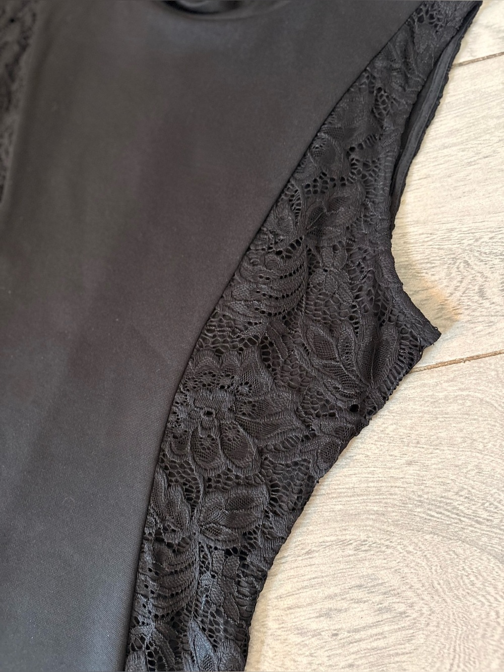 Bebe Black Lace Side Panel Mock Neck Bodycon Dress - Picture 3 of 7